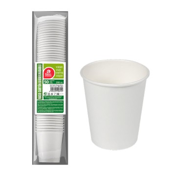 Pack con 50 unid. vasos cartón blancos 200cc best products green