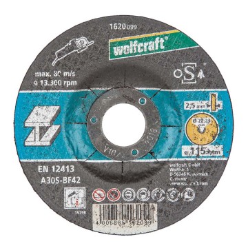 Disco de corte para metal ø115x2,5x22,23mm. 1620099 wolfcraft