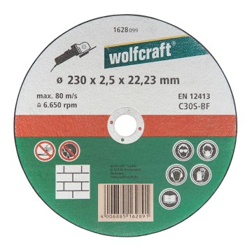 Disco de corte para piedra ø230x2,5x22,23mm. 1628099 wolfcraft