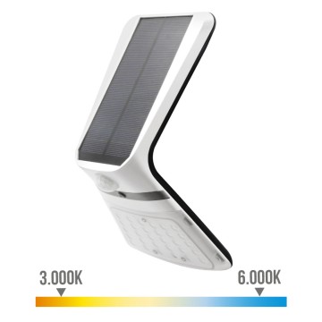 Aplique solar 3,5w 430lm recargable sensor presencia (2-8m) color blanco 10,5x13cm edm