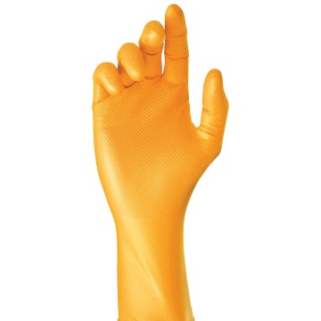 Caja 50 guantes desechables nitrilo naranja sin polvo talla 9 juba