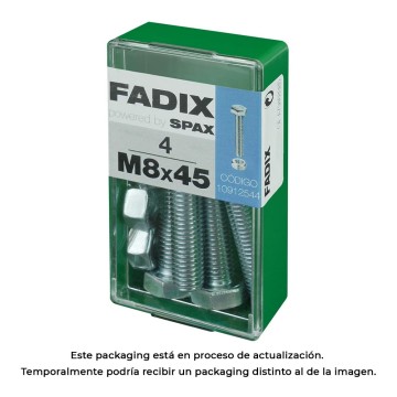 Caja s 4 unid. tornillo metrica cab hex+tuerca cinc m 8x45mm fadix