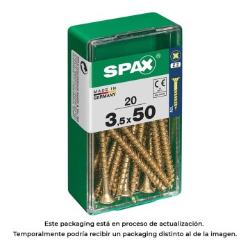 Caja 20 unid. tornillo madera spax cabeza plana yellox 3,5x50mm spax