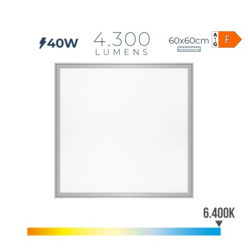 Panel de led 40w 4300lm ra80 60x60cm 6400k luz fria edm
