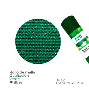 Rollo de malla de ocultacion color verde 90g 1,5x50m edm