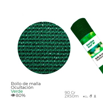 Rollo de malla de ocultacion color verde 90g 2x50m edm