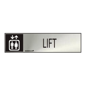 Cartel informativo "lift" (inox adhesivo 0.8mm) 5x20cm normaluz
