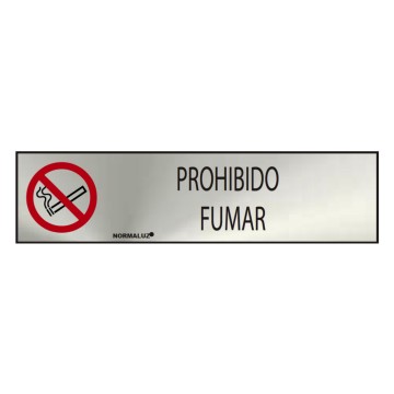 Cartel informativo "prohibido fumar" (inox adhesivo 0.8mm) 5x20cm normaluz