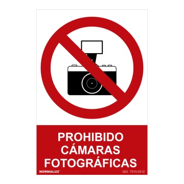 Señal prohibido "prohibido camaras fotograficas" (pvc 0.7mm) 30x40cm normaluz
