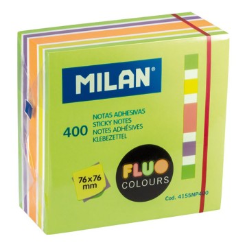 Bloc 400 notas adhesivas colores fluo 76x76mm milan