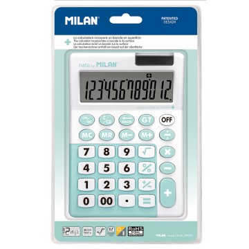 Blíster 1 calculadora 12 dígitos turquesa, edición + milan