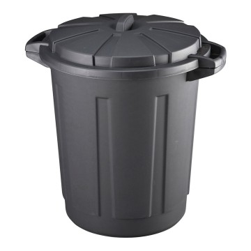 Cubo de basura de comunidad 80 litros color negro con tapa mondex