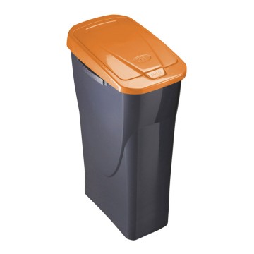 Papelera 15 litros ecobin con tapa color negro/naranja 31x20x42cm mondex