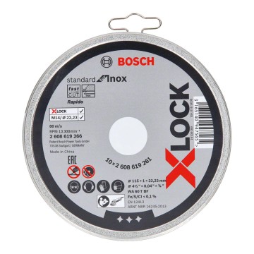 Lata con 10 discos de corte x-lock standard for inox (recto) medidas: 115x1mm 2608619266 bosch