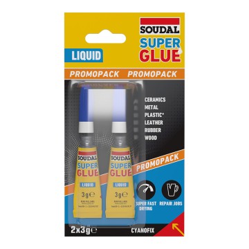 Soudal super glue líquido 2 x 3g 160037