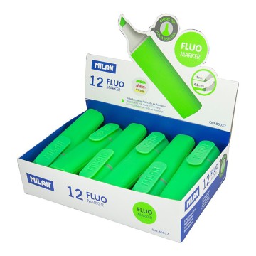 Caja expositora 12 marcadores fluorescentes verde milan