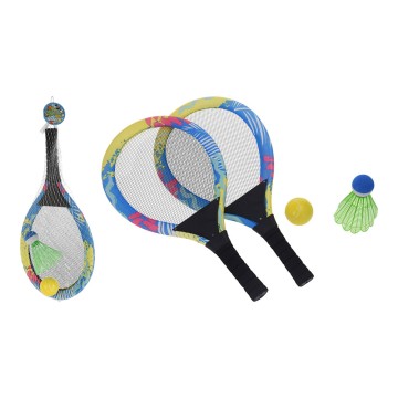 Set de 2 raquetas con pelota de tenis y badmintong
