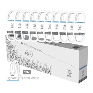 Pack ahorro 10 cables basik lightning/apple 2,4a tech one tech