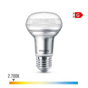 Bombilla reflectora led cla 36d 3w r63, 210im e14 2700k. philips