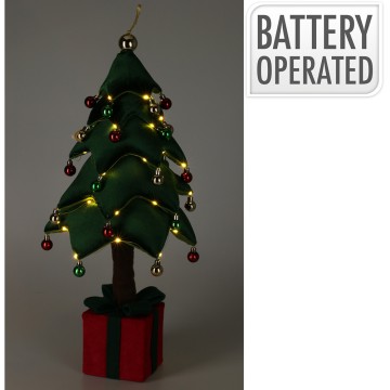 Arbol de navidad con led, blanco calido, a pilas, 70cm. koopman