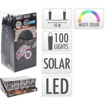 Guirnalda led, multicolor, ip44, 100 leds, solar, 10m. koopman