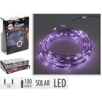 Guirnalda mled, violeta, ip44, 100 leds, solar, 5m. koopman