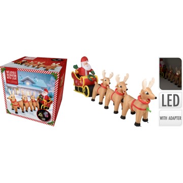 Inflable santa con renos con led, ip44, 220v. koopman