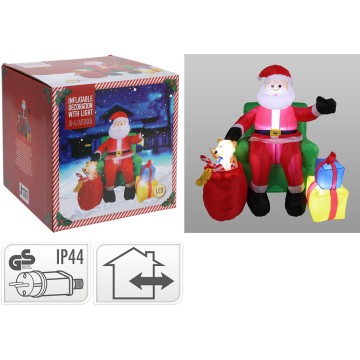 Inflable santa en el banco con led, ip44, 220v, 120cm. koopman