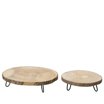 Sets de 2 bandejas de madera redondas decorativas. basics