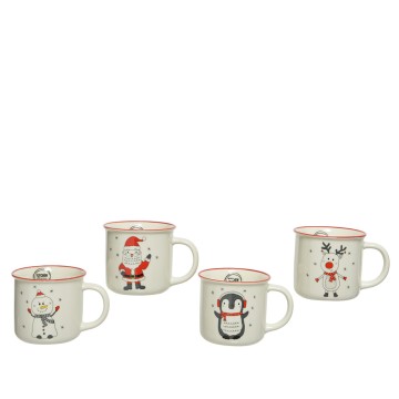 Taza de porcelana con motivos navideños, 4 modelos. basics