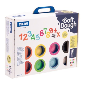 Maletín 8 botes 59g. pasta blanda soft dough c/herramientas "números" milan