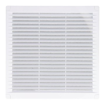 Rejilla ventilación cuadrada con tapones y mosquitera 100x100x7mm abs blanca