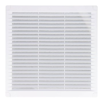 Rejilla ventilación cuadrada con tapones y mosquitera 250x250x7mm abs blanca