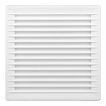 Rejilla ventilación cuadrada empotrable ajustable ø 80-150 con mosquitera 170x170x11,5mm abs blanca