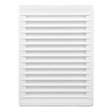 Rejilla ventilacíón rectangular empotrable mosquitera abs 137x207mm blanco