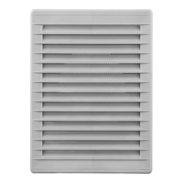 Rejilla ventilacíón rectangular empotrable con mosquitera abs 135x205mm gris