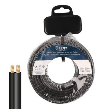 Cable paralelo 2x0,75mm² negro 5m.