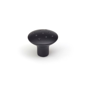 Blister con 2 pomos redondos para mueble fabricado en zamak acabado negro mate mod. e744g ø35mm rei