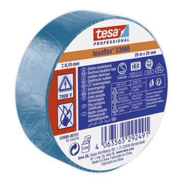 Cinta aislante pvc azul, 25 m x 25 mm