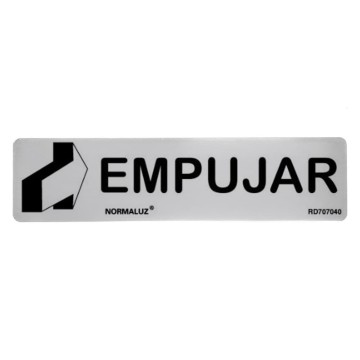 Cartel informativo "empujar", inox adhesivo 0.8 mm, 5 x 20 cm