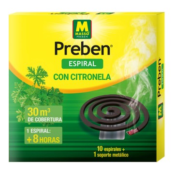 Espiral anti-mosquitos citronela, 10 espirales + 1 soporte