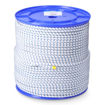 Cordón goma elástica poliéster blanco/azul 6 mm x 200 m