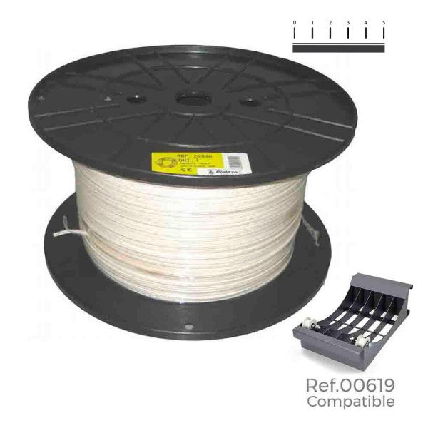 Carrete cable manguera tubular 2x1,5mm blanca 300m (bobina grande ø400x200mm)