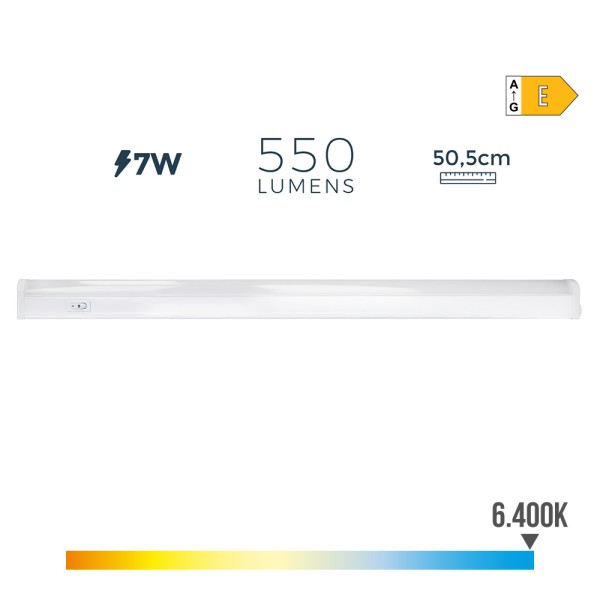Regleta electronica led 7w 600lm 6400k luz fria 3,6x50,5x3cm edm