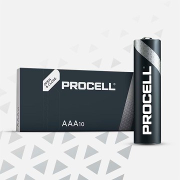 Pila alkalina procell duracell aaa - lr03 1,5v (caja 10 unid.) ø10,5x44,5mm