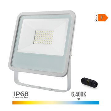 Foco proyector led 50w 3500lm 6400k luz fria 19,2x2,9x17,5cm blanco edm