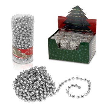 Cadena de bolas decorativas navideño 7,5m color plata