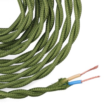 Cable textil trenzado 2x0,75mm c-18 verde seda 5m