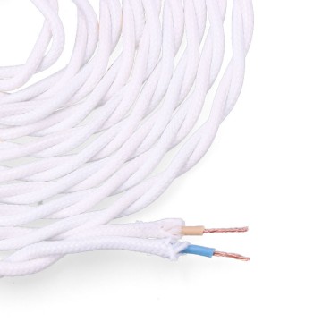 Cable textil trenzado 2x0,75mm blanco 5m