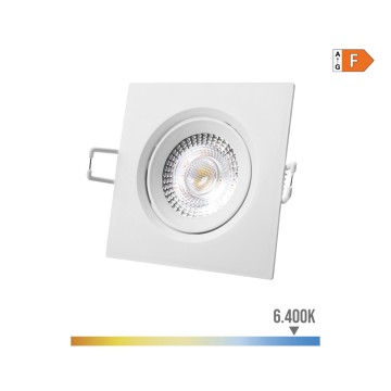 Downlight led empotrable cuadrado 5w 6400k luz fria color blanco 9x9cm edm